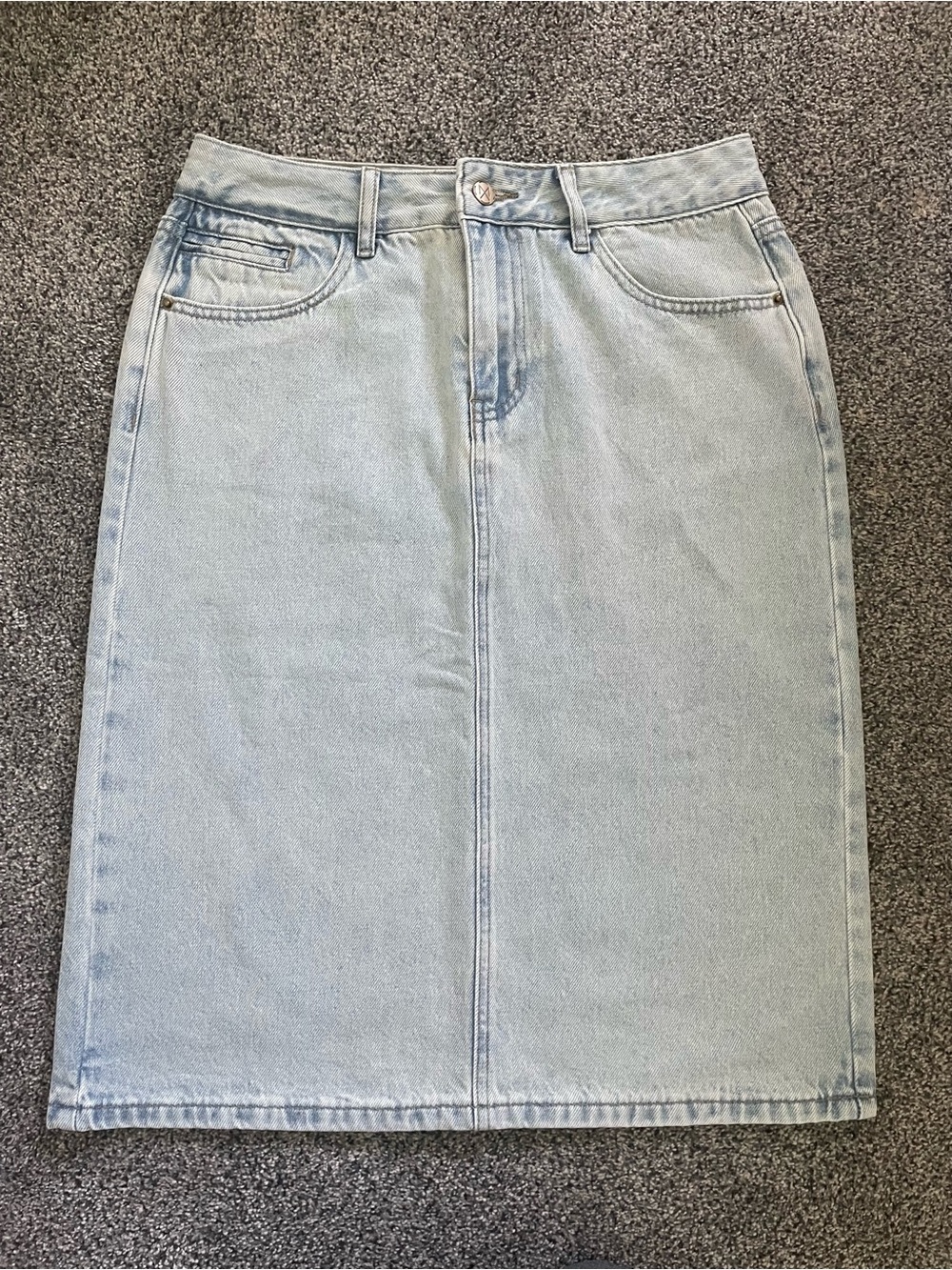 Main Street Exchange “Kyra” Light Wash Denim Skirt 100% Cotton Size 10